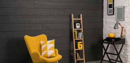 mur en lambris en bois de couleur noir